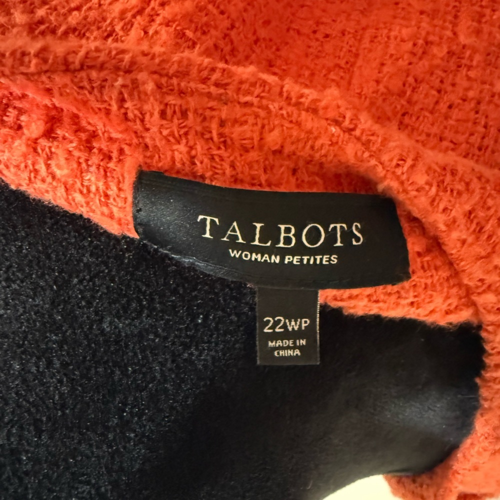 Talbots Orange Tweed Fringe Blazer Gold Button - Picture 6 of 9